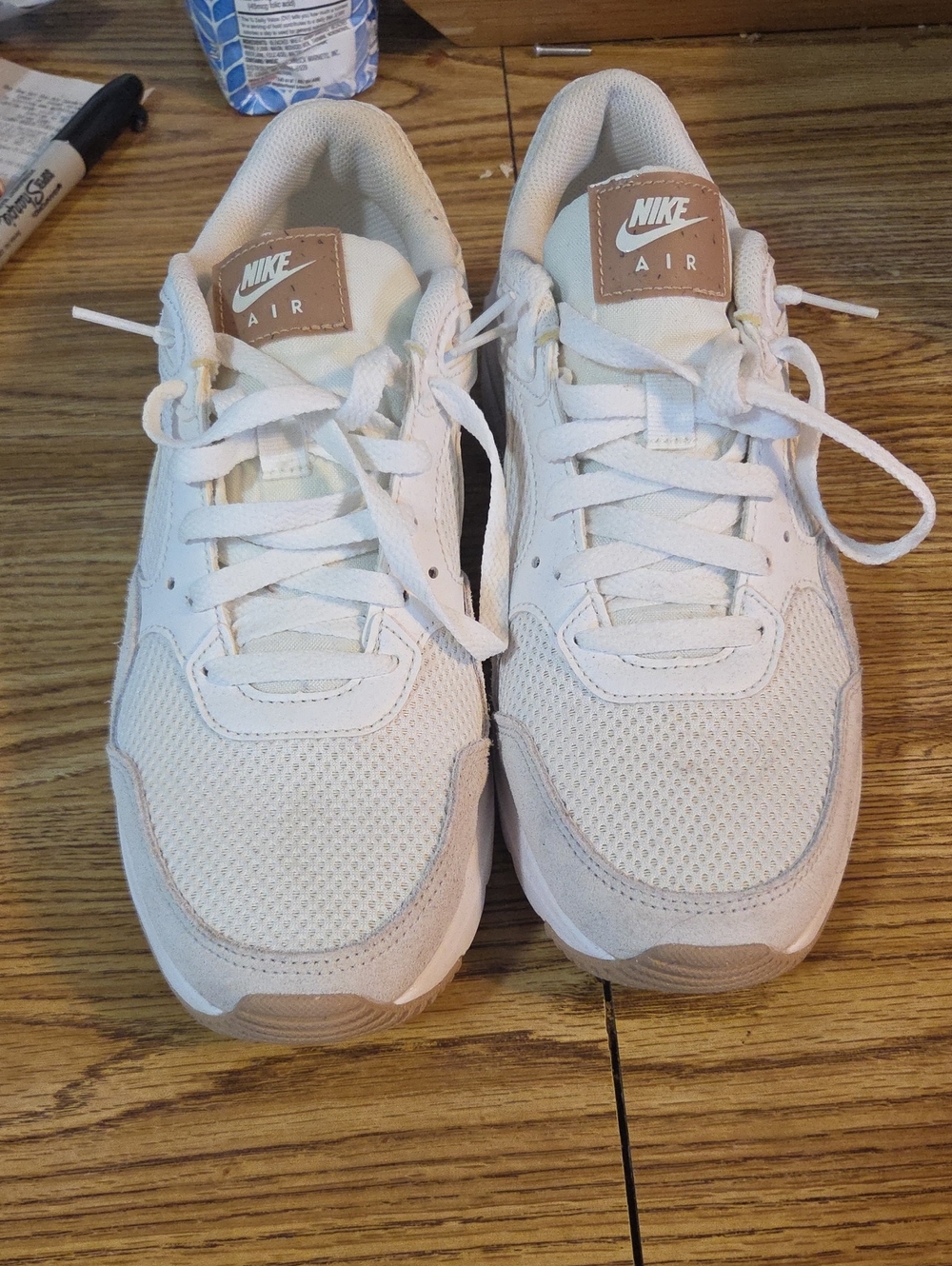 Nike Women's Air Sneakers in White and Tan Accents